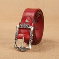 Twocolor womens retro cowhide new wide embossed pattern casual belt leatherpicture15